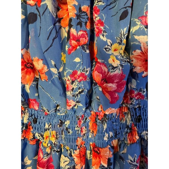 Romantic Floral Boho Hippie Dress Womens Plus 14W 1X Blue Sandra Darren - Picture 4 of 5